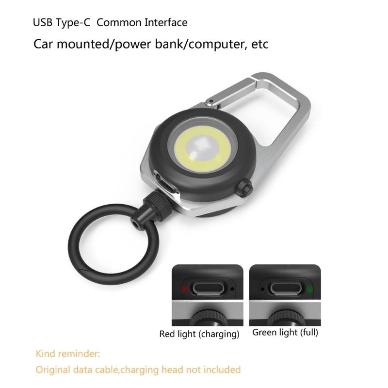 USB Rechargeable Keychain Flashlight Portable LED Work Light Mini Pocket KeyRing LED Flashlight for Emergencies Lighting