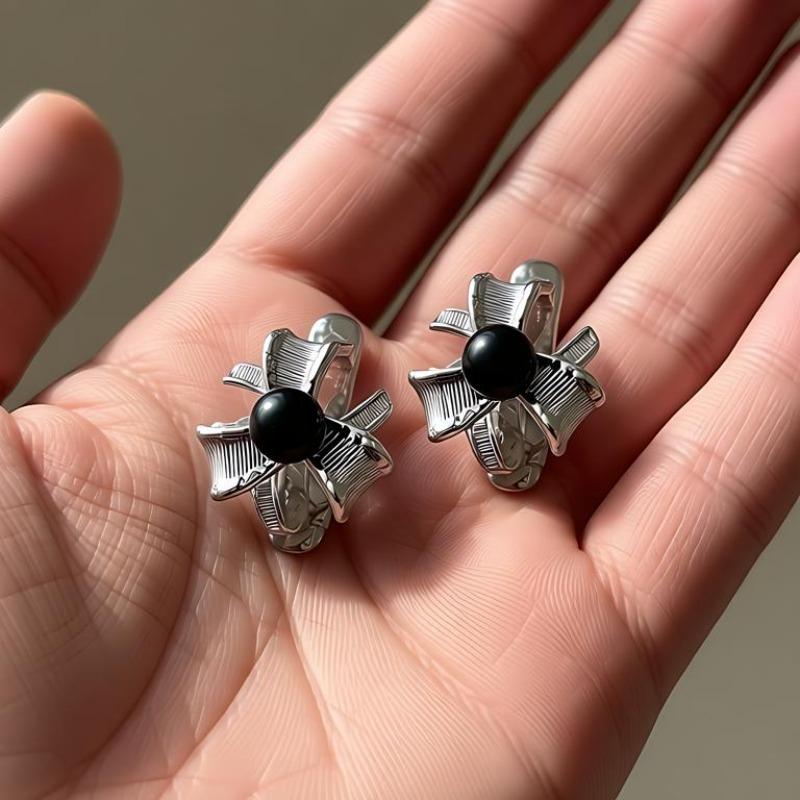 Black Awn Jewelry Black Jewelry Black Stone Hoop Earrings