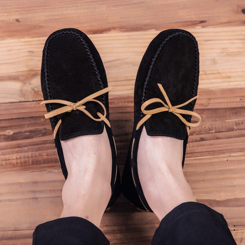 Men Mocassin Shoes Man Loafers Moccasins Mens Leather Casual Big Shoes Large Sneakers Gommino Driving Shoes Plus Size 47 Black