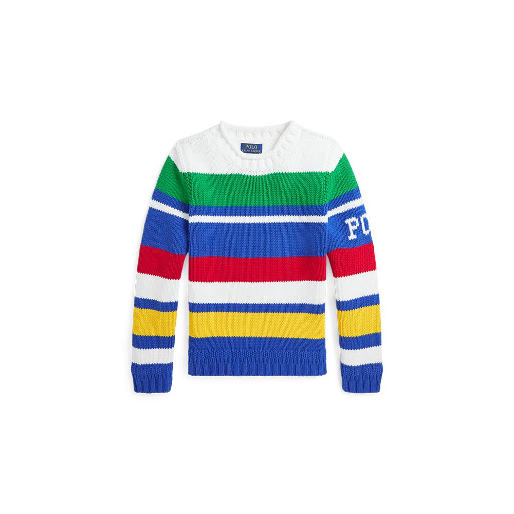 Polo Ralph Lauren Strickpullover FW24 Logo Gestreift Rundhals Langarm Color Block Kinder Oberteile Mehrfarbig CWPOSWEY6820579-999