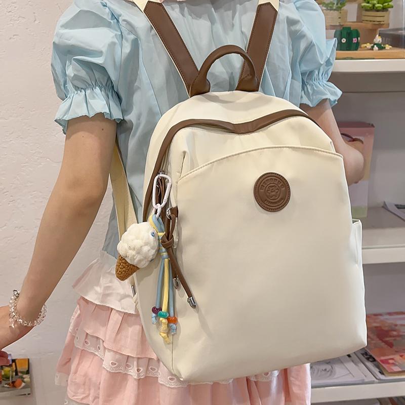 Large Capacity Lightweight Women's Backpack Student Solid Color Schoolbag