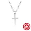 Simple S925 Sterling Silver Ins Landscape Classic Cross Ladies Collarbone Necklace