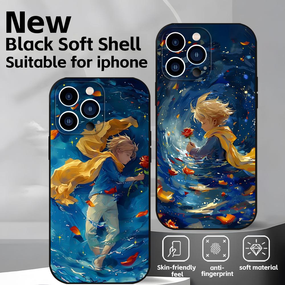 Anime The Little Prince Phone Case For iPhone17 16 16e 15 14 13 12 11 Plus Mini Pro Max Soft Black Shockproof Cover