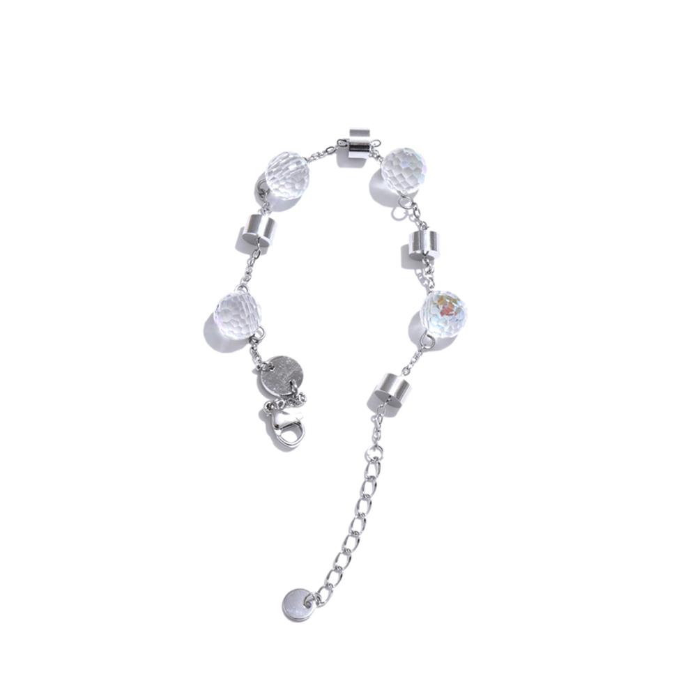 Yhpup Exquisite Stainless Steel Crystal Chain Necklace Bracelet for Women Water Resistant Chic Popular Jewelry Accessories