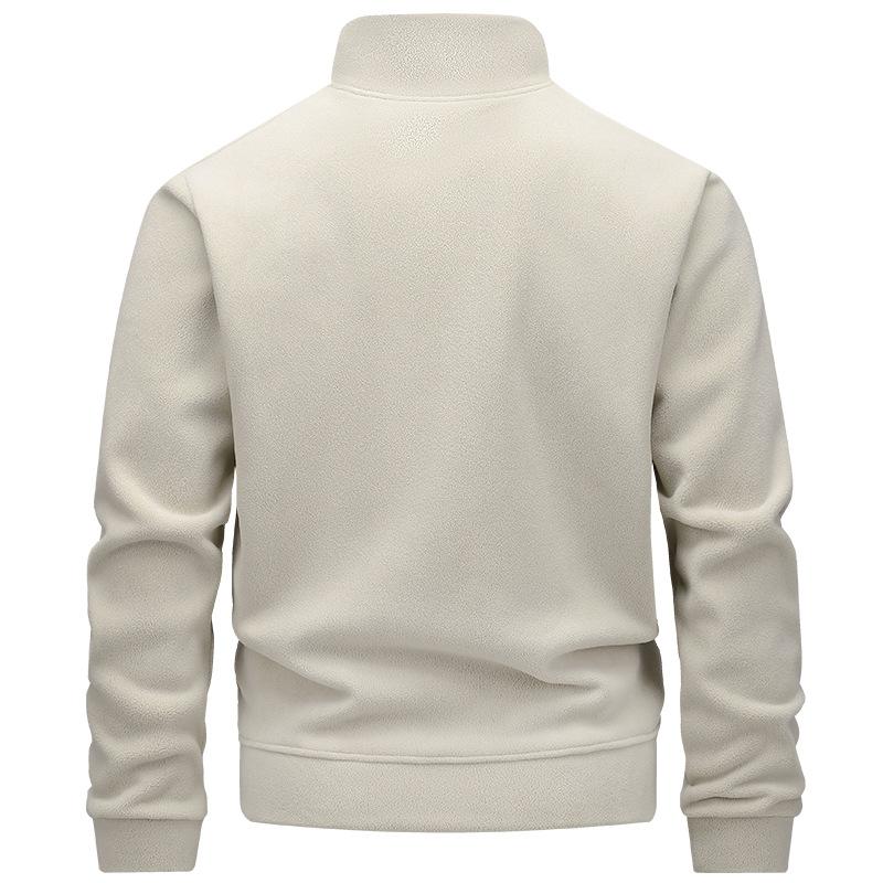 Herren Neuer einfarbiger verdickter Herren Stehkragen halber Reißverschluss Slim-Fit Strickpullover Herrenoberteil