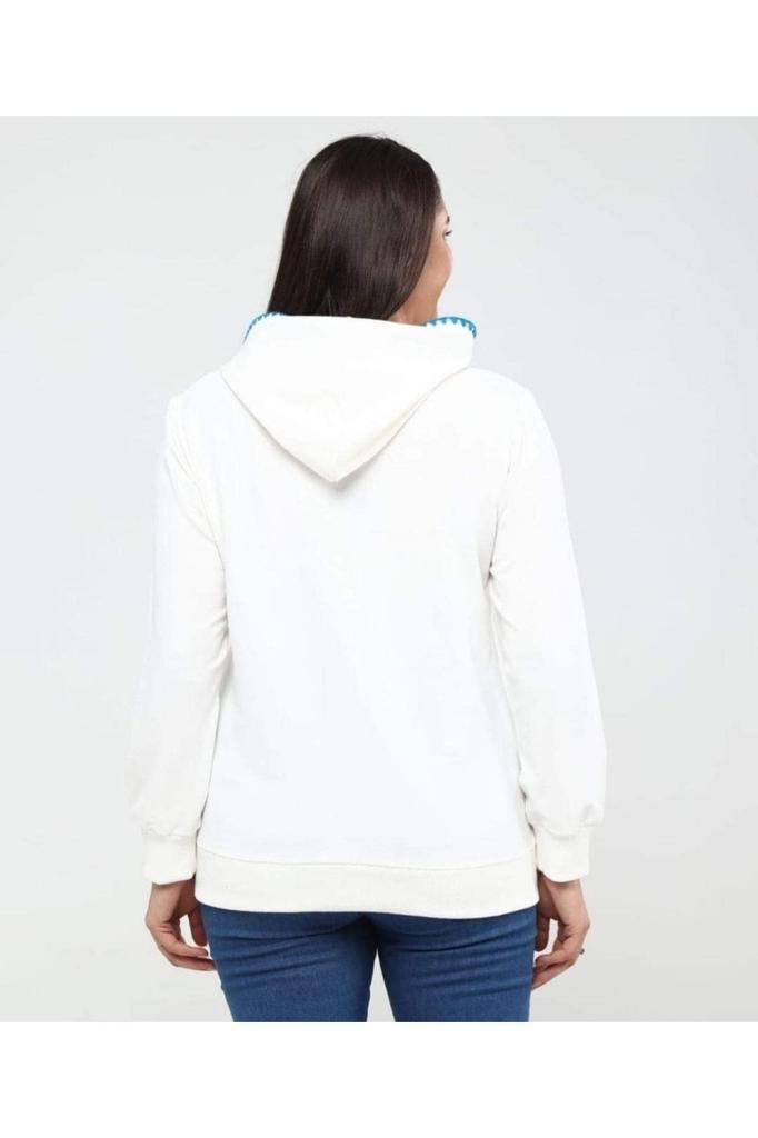 Women's Style Big Size Sweatshirt Plus Size Hooded Sweatshirt With Embroidery Detail
