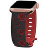 Two-Tone Flower Engraved Watch Band 46mm Compatible with Apple Watch Series 10 42mm 38/40/41/44/45/49mm for Women Rose Flower Soft Straps