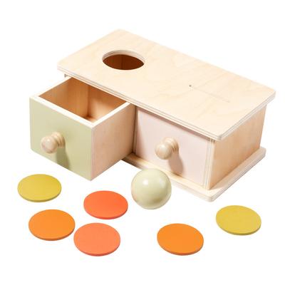 Neues Montessori Macarone Farbe Drehwalze Zuordnungs-Münzbox Permanenzbox Runde Rechteckige Box Kinder Sensorisches Spielzeug für Babygeschenke