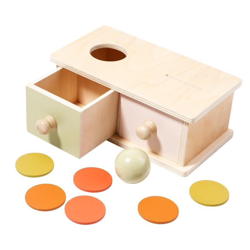 Kid Educational Toy Macaroon Color Spinning Wooden Puzzles Toys 2 In 1 Coin Ball Box Sets Game Baby Shape Cognition Match Toys