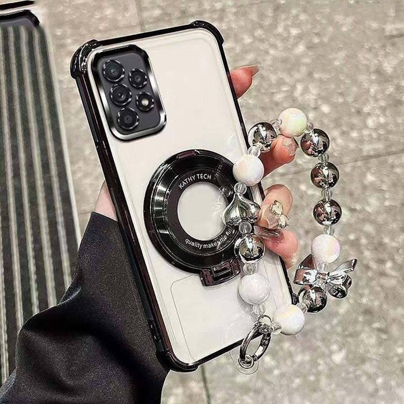 Shockproof Plating Bracelet Magnetic Magsafe Bracket Phone Holder Case on for Moto G24 G14 G34 G04 G84 G54 E14 G53 G05 E15 Cover