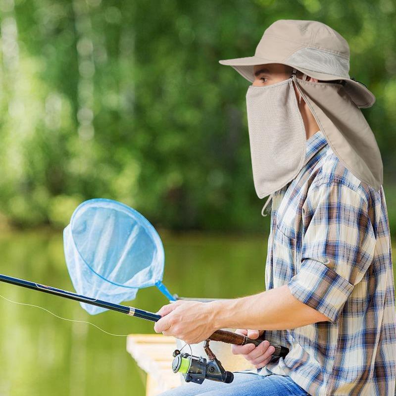Spring and summer new sunscreen fishing hat big head circumference UV protection breathable sun hat outdoor leisure hiking bucket hat