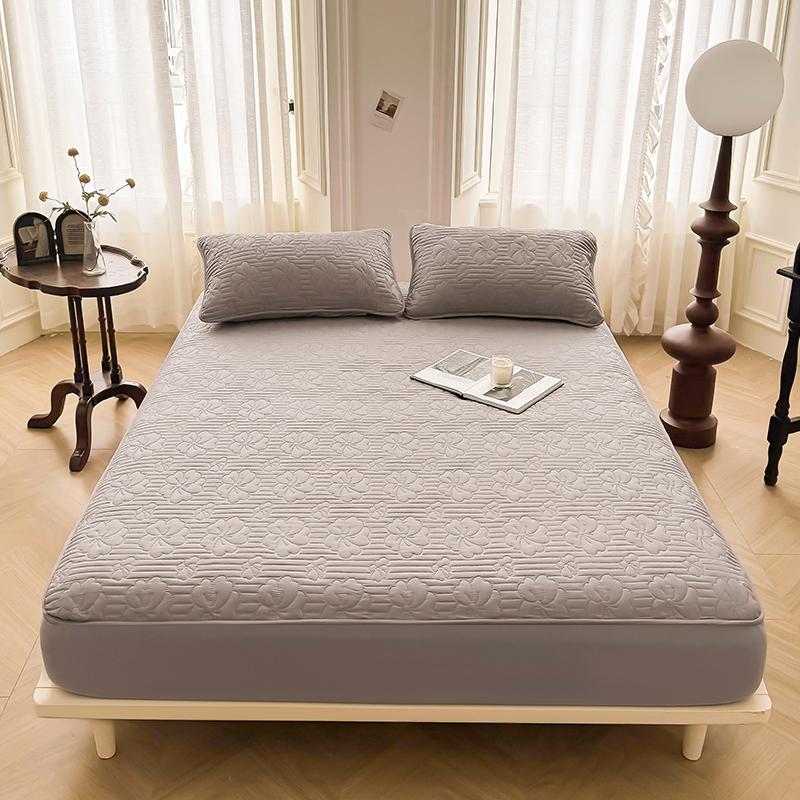 Waterproof Cotton Mattress Cover with Pillowcase Throw Fitted Sheet, Bed Replacement Protector Elastic Bands Non Slip Adjustable