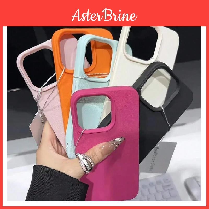For Iphone 16e Rubber Cover With Stylish Litchi Texture And Shock Absorption