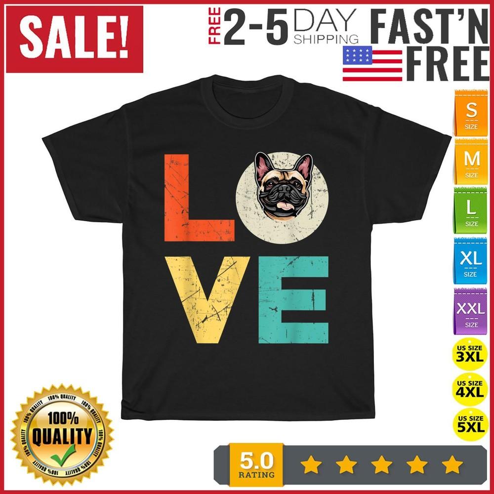 Funny French Bulldog Love Heart Xmas Valentines Day Vintage T Shirt Men Women