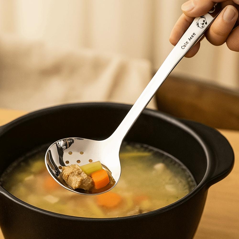 Stainless Steel Hot Pot Spoon High Temperature Resistance Slotted Spoon Soup Ladle  Kitchen