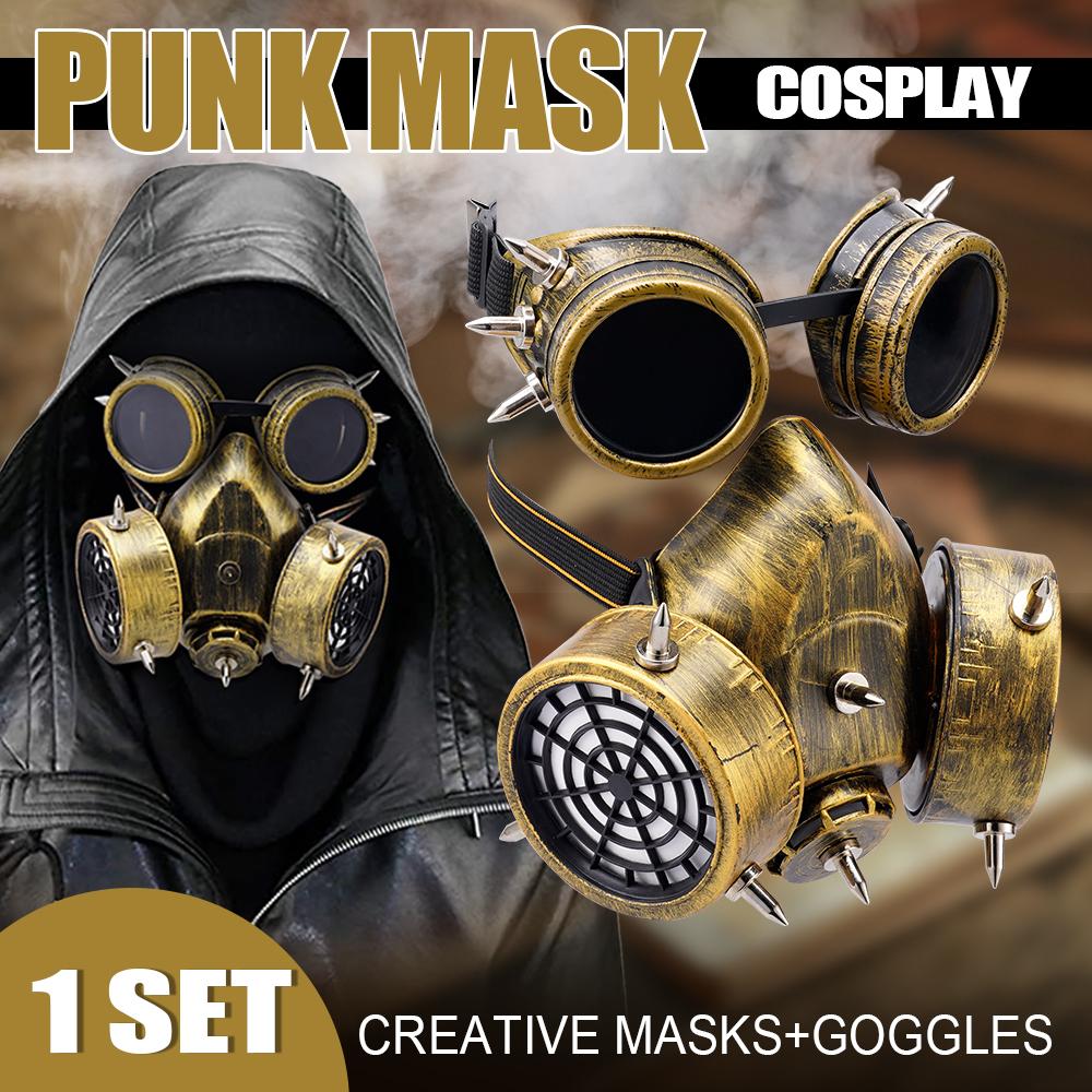 Goggles Easter Mask Halloween Steampunk Fashion Retro Rivets Gas  Cosplay Prop Carnival Party Respirator Gothic Anti-Fog Masks