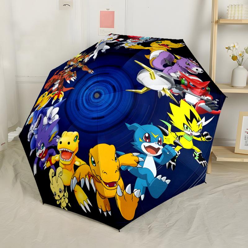 

1pc Digimon Anime Characters Themed Automatic Opening/Closing Umbrella with 8-Rib Automatic Folding Canopy - Cute Anime Design Iron&8K