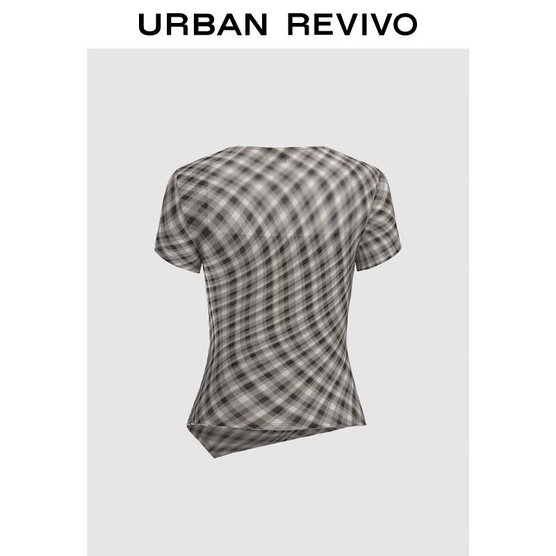 UR Women s Retro Plaid Pleated Waist Blouse S