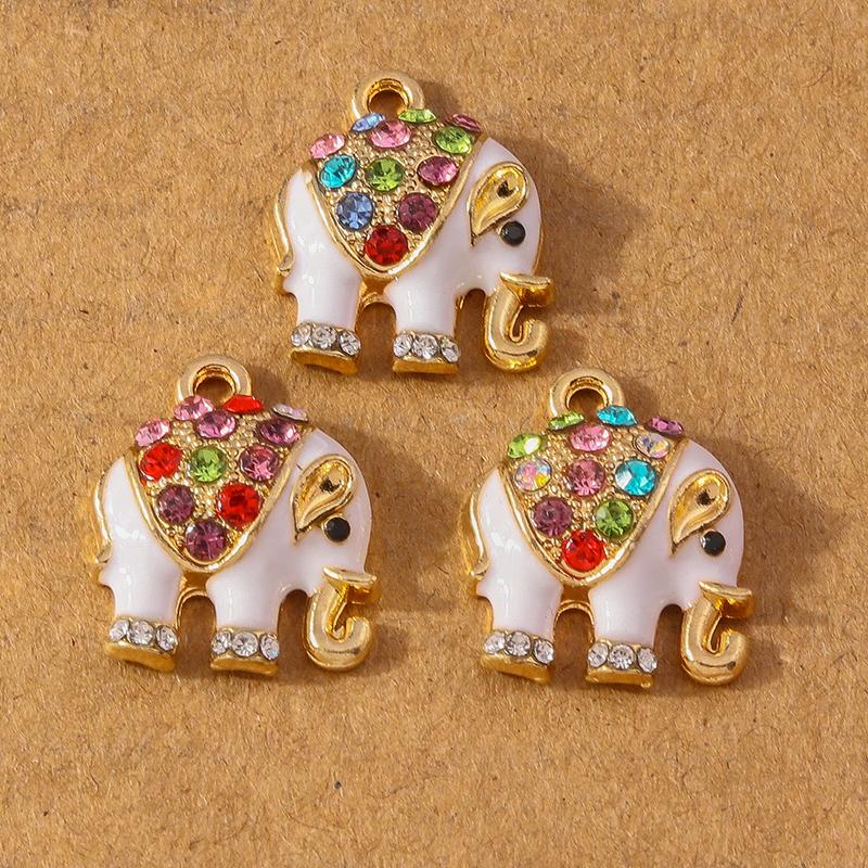 10pcs Enamel Crystal Rhinestones Animal Elephant Pendants Charms for Jewelry DIY Earrings Necklace Bracelet Accessories