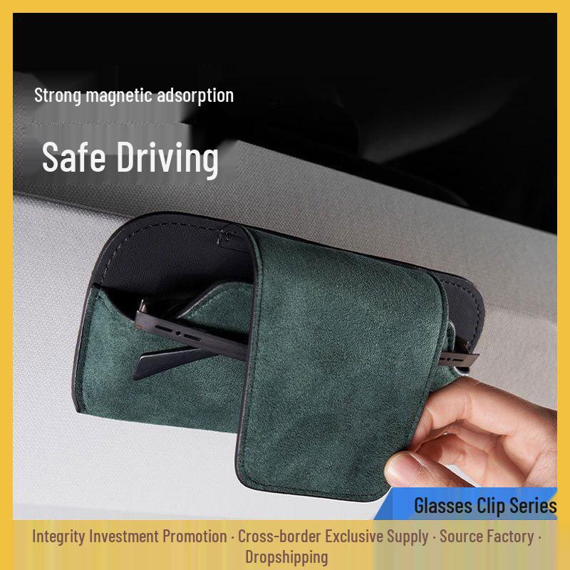 Multi-functional Suede Car Visor Storage - Sunglasses and Contact Lens Clip