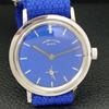 HAND-WINDING VINTAGE FAVRE LEUBA SWISS MENS BLUE COLOR DIAL WATCH A436436-2 R129-a436436