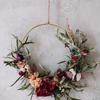 Gold Metal Floral Hoop Rings with Wood Card Holder Table Decoration for Wedding Centerpieces Christmas DIY Wreath Flower Garland