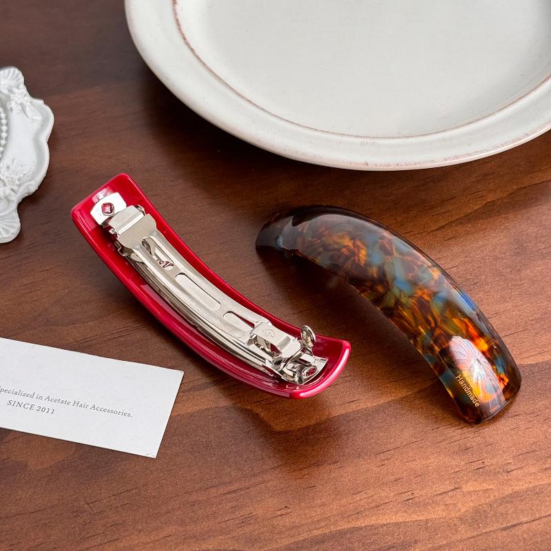 Retro New Colorful Acetate Hairpin One-word Spring Clips for Women Temperament Barrettes Lady Fashion Versatile Hair Accessories