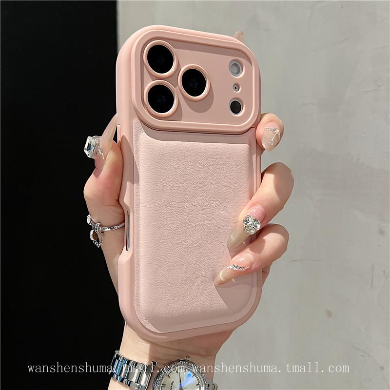 

iPhone 17 Pro Max Leather Texture Air Cushion Anti-Fall Solid Color Protective Case for iPhone 16 iPhone 17