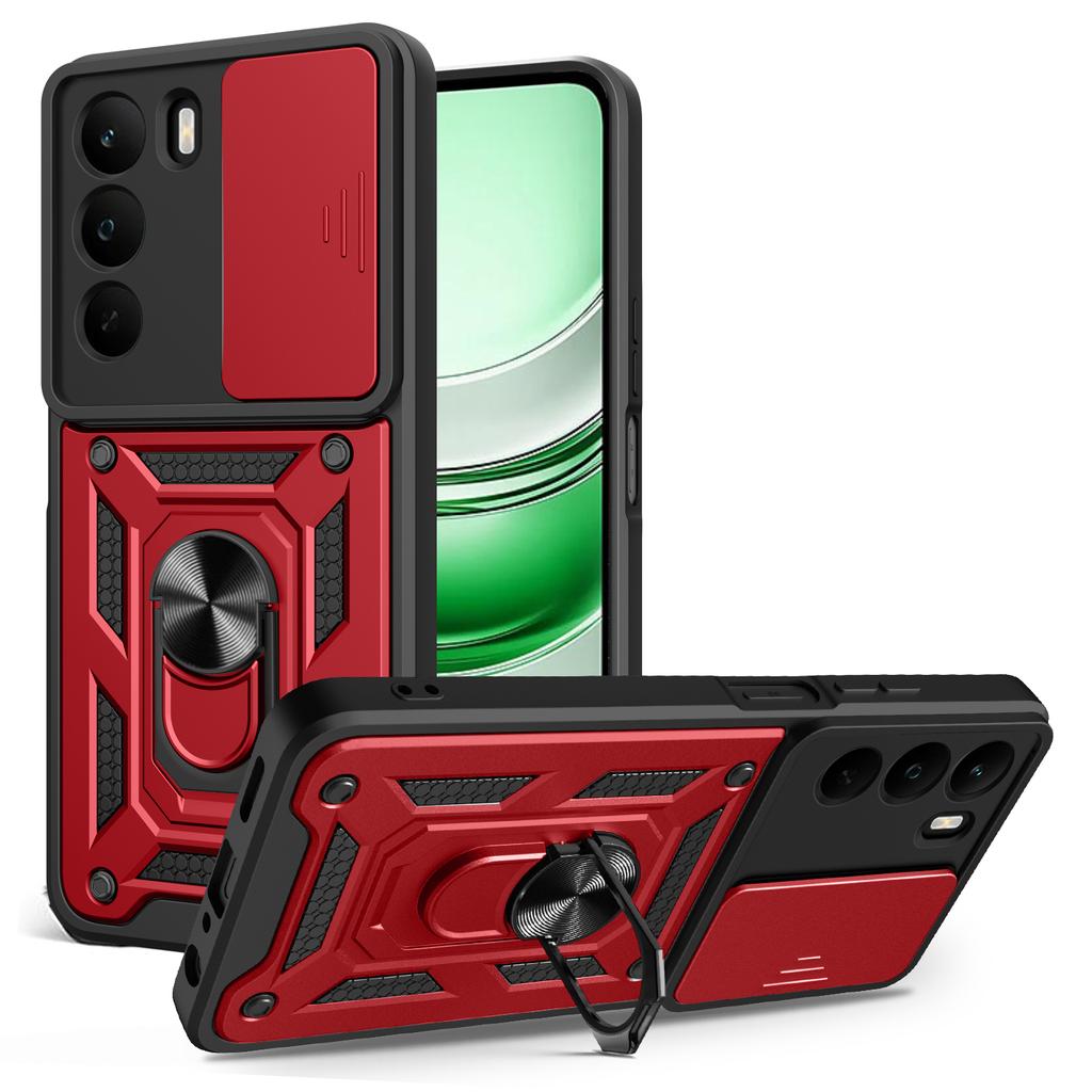 For Realme C71 4G Case with Slide Camera Lid PC+TPU Kickstand Phone Cover