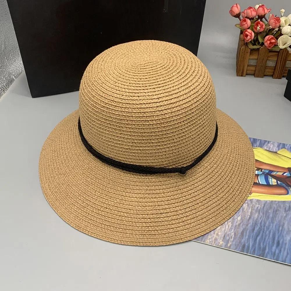 Summer Straw Bucket Hat Wide Brim Visor Cap Fashion Women's Straw Hat  Men Women