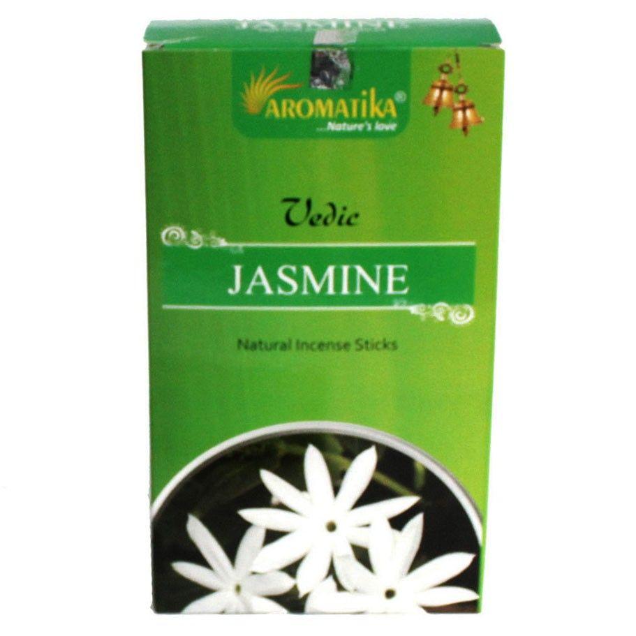 6x Jasmine Incense Sticks Vedic, 12 Sticks Aromatika