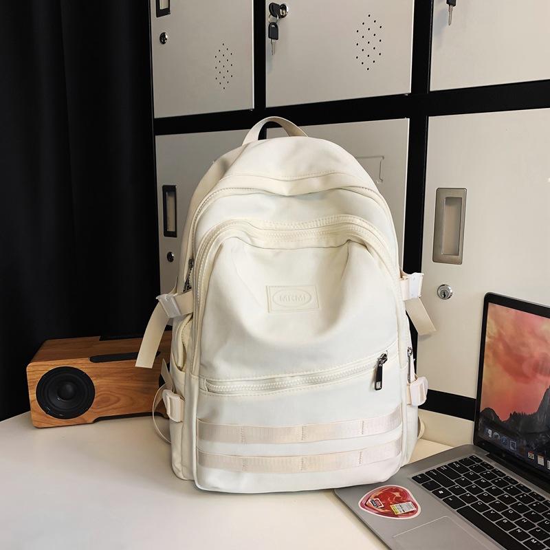 Schoolbag Backpack Male Simple Large Capacity Junior High School Student Schoolbag Trendy Cool Hong Kong Style Couple Leisure Travel Backpack