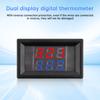 3 digit dual-display digital thermometer NTC metal waterproof dual probe DC4-28V red and blue line length 1M cylindrical probe