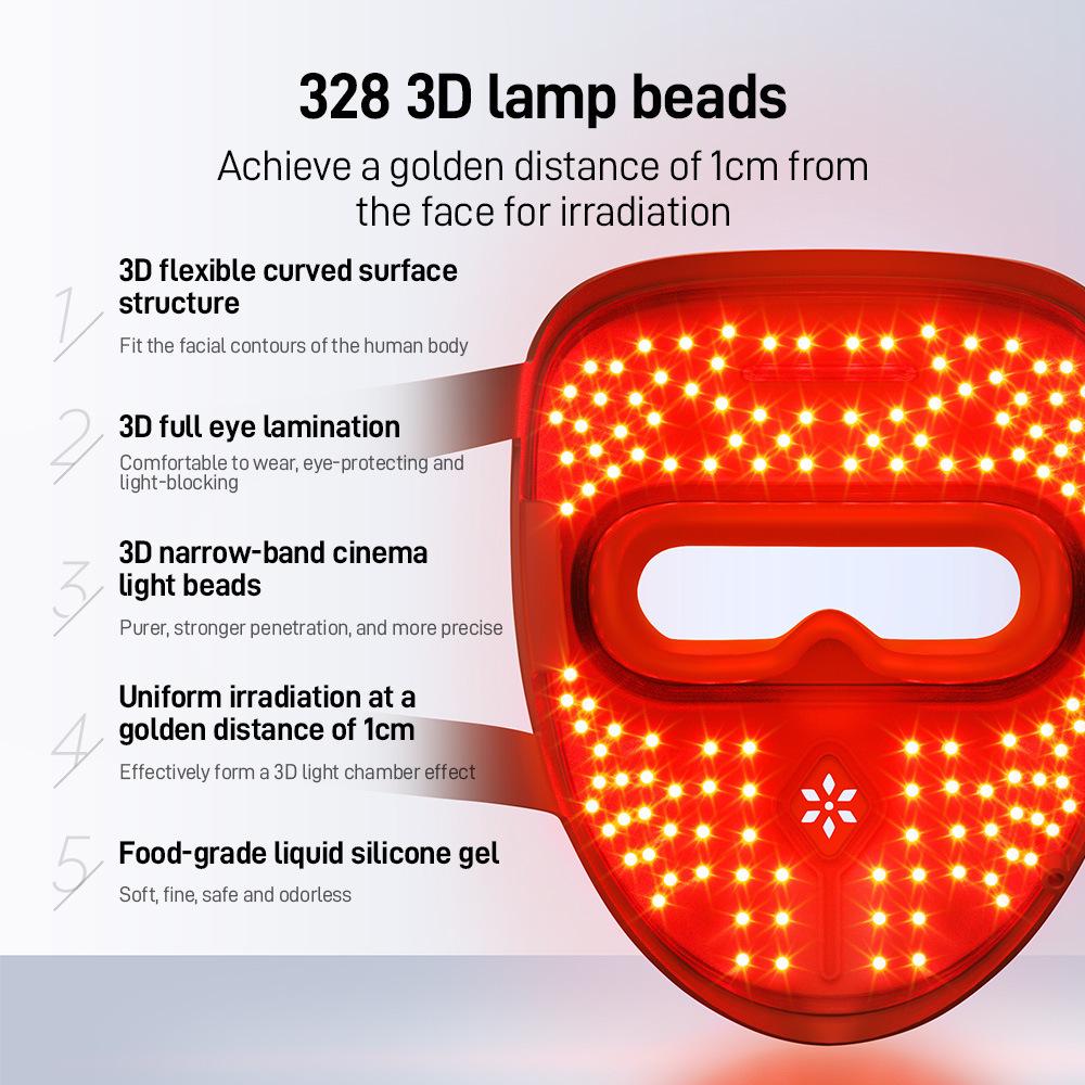 Photon Skin Rejuvenation LED Face Mask with Neck - Red & Green Light Therapy for Home Use to Brighten Skin Tone