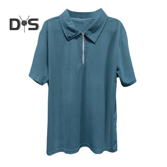 Pánské tričko s krátkým rukávem a zipem, jednobarevné, volné, s krátkým rukávem, pro golf, streetwear, pláž, cestování