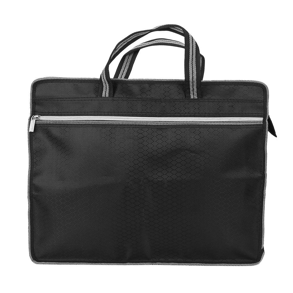 Portable Waterproof Oxford Cloth File Bag Zippered Business Meeting Document   (Black)