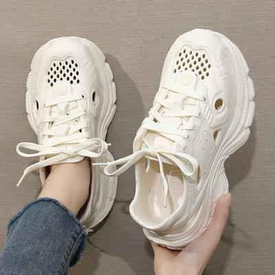 Höhenerhöhende Lochschuhe für Damen und Herren, Dicksohlige Strand- und Badeschuhe, Rutschfestes EVA, Geruchshemmend, Zehenschutzkappe, Kühlender Mopp für Damen und Herren