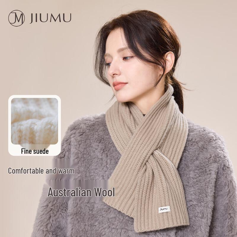 JIUMU Women's Wool Cross-Knit Scarf