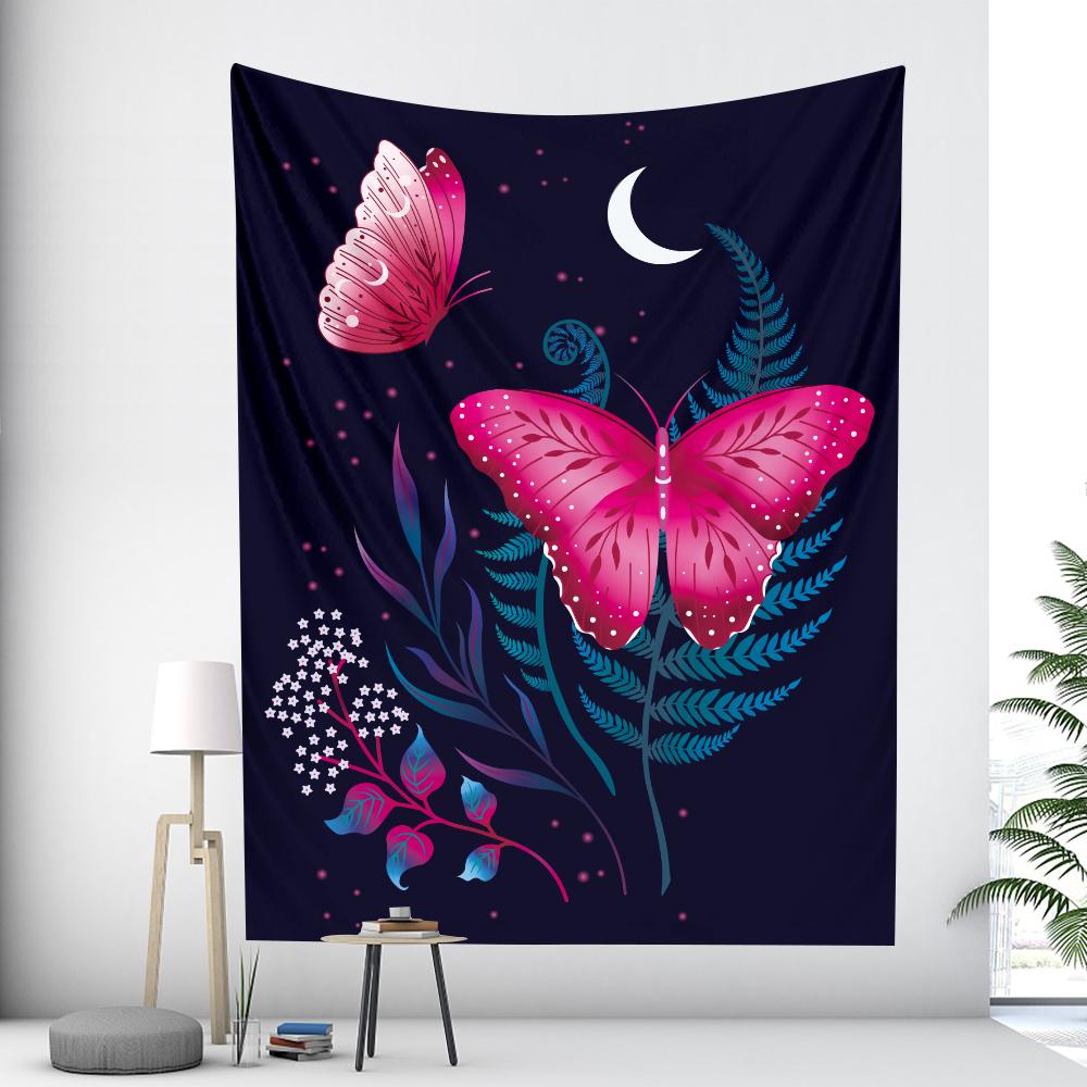 Boho Dekor Duvar Asılı Mandala Kelebek Bitki Çiçek Psychedelic Sahne Ev Dekor Sanat Goblen