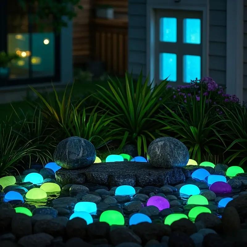 1000Pcs Luminous Garden Stones, Vibrant Glowing Plastic Stakes For Pathway, Space & Garden Decor, Metal Art Display Accessories
