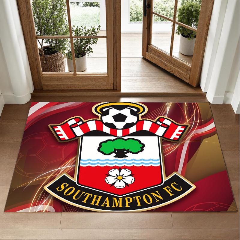 Southampton Football Design Crystal Velvet Rug Soft Decorative Mat for Bedroom Entrance