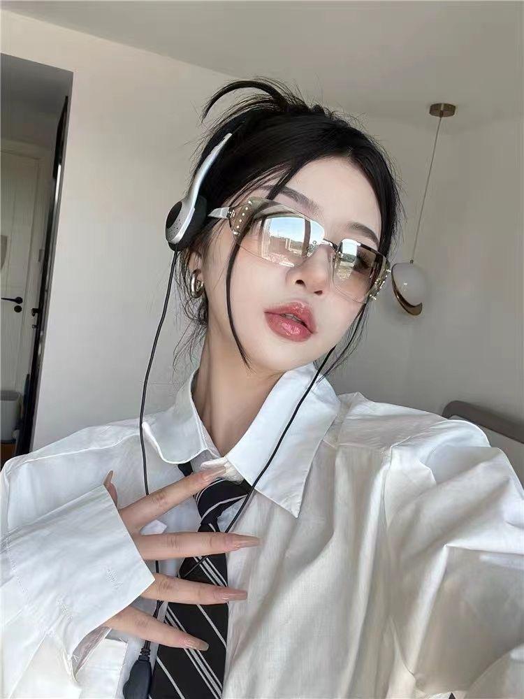 Hipster Girl Occhiali Millennial Adolescente Hipster Chica En