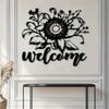 Vintage Floral Welcome Metal Wall Art Cursive Font Powder Coated Iron Christmas Housewarming Gift