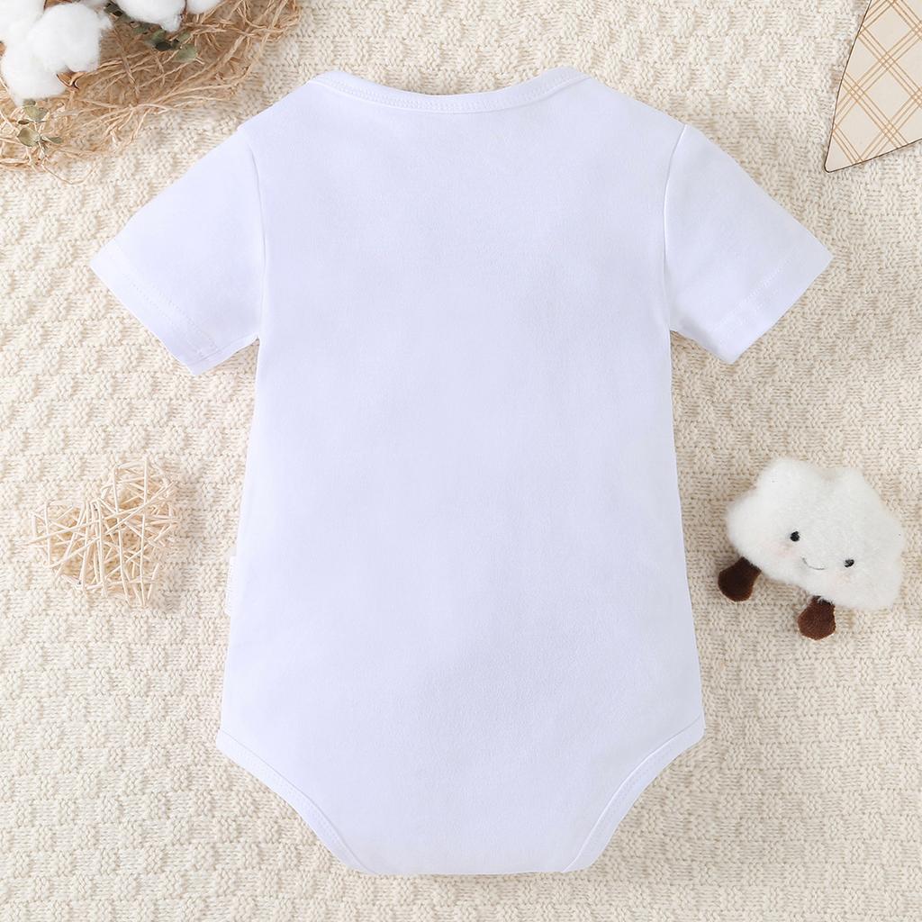 Newborn Baby "Hola Abuelos" Print 100%Cotton Bodysuit Cute Short Sleeve Jumpsuit Onesie