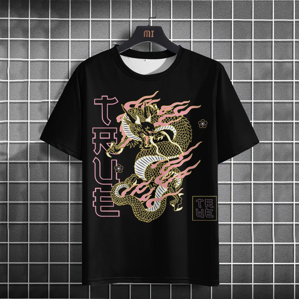 Year of the Dragon Men's T-shirt China Style Casual Short-sleeved New Year Clothing For Men O Neck Loose Sweatshirt Fashion Tees
