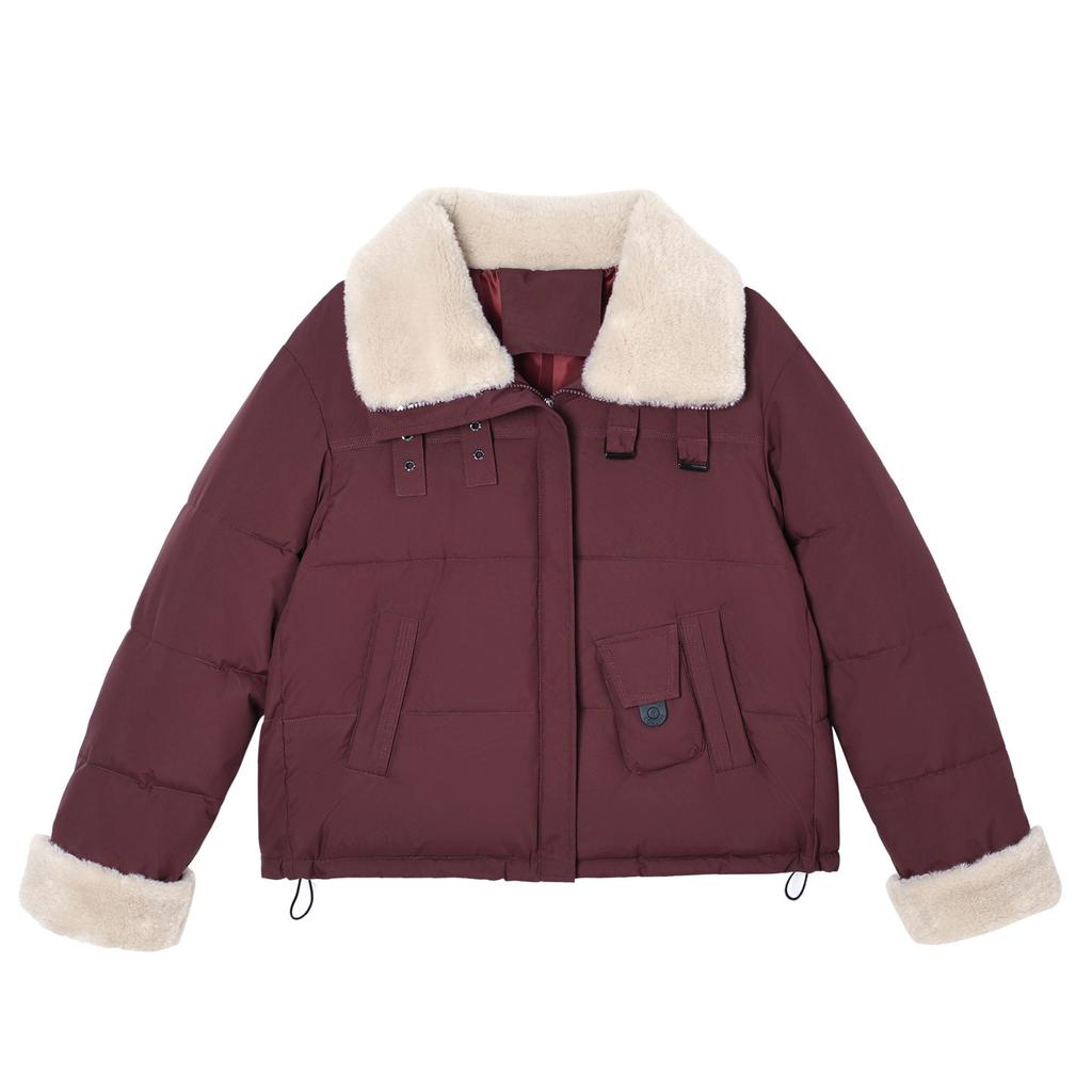 Lapel lamb down cotton clothes women's short winter new casual cotton-padded coat