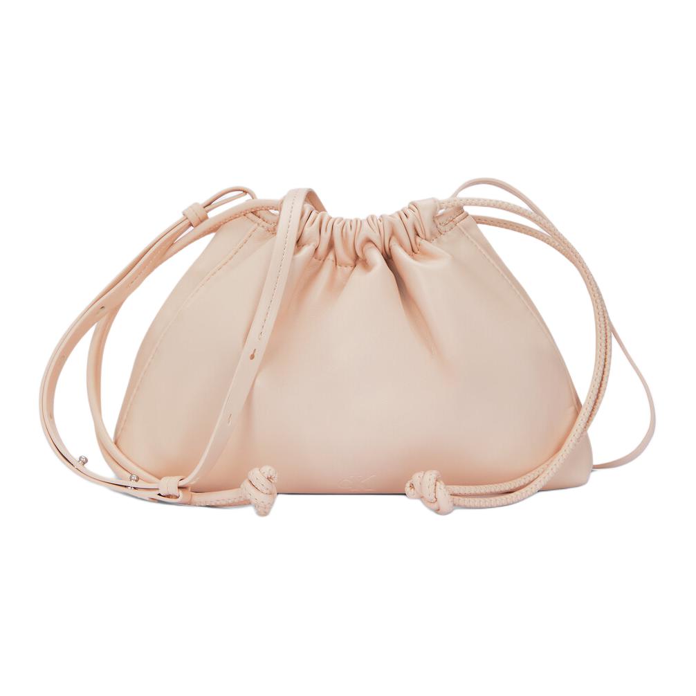 Calvin Klein Cute Drawstring Letter Embossed Pouch Bag Women Shoulder Bag Eggshell-Yellow DH3771-MTR