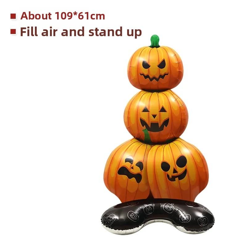 Halloween Inflatable Pumpkin Tree Standing Large Foil Balloon Happy Witch Ghost Grim Reaper Party Decor Supplies