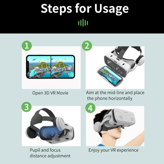 VR Glasses Adjustable Angle Stereo Sound 100-Degree Viewing Ultra-Clear Lens One-click Answer Watch