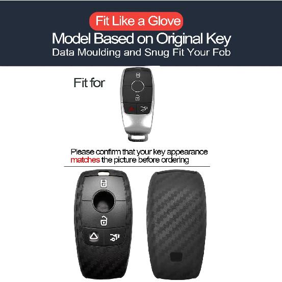 2pcs Compatible with Mercedes Benz Key Fob Cover Case Key Chain fit for A B C E G S CLA CLS GLA GLB GLC GLE GLS Glass Accessories Protector Keyless